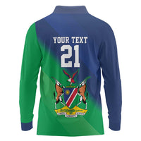 Namibia Rugby Custom Long Sleeve Polo Shirt Welwitschias African Fish Eagle - Wonder Print Shop