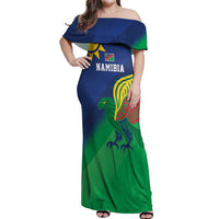 Namibia Rugby Custom Off Shoulder Maxi Dress Welwitschias African Fish Eagle - Wonder Print Shop