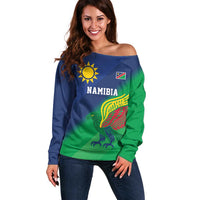 Namibia Rugby Custom Off Shoulder Sweater Welwitschias African Fish Eagle - Wonder Print Shop