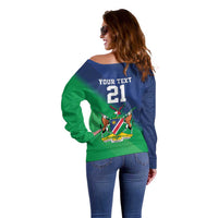 Namibia Rugby Custom Off Shoulder Sweater Welwitschias African Fish Eagle - Wonder Print Shop