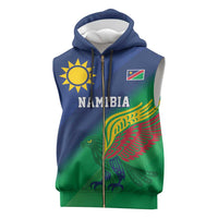 Namibia Rugby Custom Sleeveless Zip Hoodie Welwitschias African Fish Eagle - Wonder Print Shop