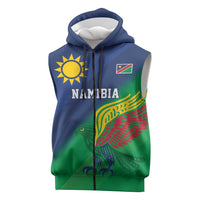 Namibia Rugby Custom Sleeveless Zip Hoodie Welwitschias African Fish Eagle - Wonder Print Shop