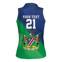 Namibia Rugby Custom Women Sleeveless Polo Shirt Welwitschias African Fish Eagle - Wonder Print Shop