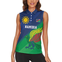 Namibia Rugby Custom Women Sleeveless Polo Shirt Welwitschias African Fish Eagle - Wonder Print Shop