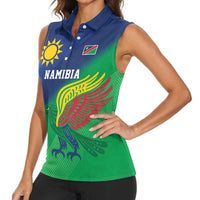 Namibia Rugby Custom Women Sleeveless Polo Shirt Welwitschias African Fish Eagle - Wonder Print Shop