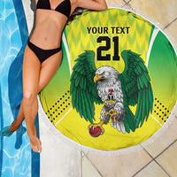 Nigeria Cricket Custom Beach Blanket Najeriya Yellow Greens Eagle - Wonder Print Shop