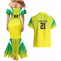 Nigeria Cricket Custom Couples Matching Mermaid Dress and Hawaiian Shirt Najeriya Yellow Greens Eagle - Wonder Print Shop