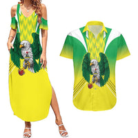 Nigeria Cricket Custom Couples Matching Summer Maxi Dress and Hawaiian Shirt Najeriya Yellow Greens Eagle - Wonder Print Shop