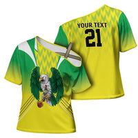 Nigeria Cricket Custom Cross Shoulder Shirt Najeriya Yellow Greens Eagle - Wonder Print Shop