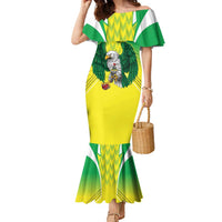 Nigeria Cricket Custom Family Matching Mermaid Dress and Hawaiian Shirt Najeriya Yellow Greens Eagle - Wonder Print Shop