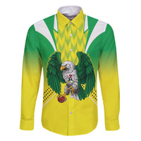 Nigeria Cricket Custom Family Matching Off The Shoulder Long Sleeve Dress and Hawaiian Shirt Najeriya Yellow Greens Eagle - Wonder Print Shop