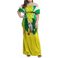 Nigeria Cricket Custom Family Matching Off Shoulder Maxi Dress and Hawaiian Shirt Najeriya Yellow Greens Eagle - Wonder Print Shop