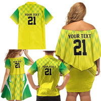 Nigeria Cricket Custom Family Matching Off Shoulder Short Dress and Hawaiian Shirt Najeriya Yellow Greens Eagle - Wonder Print Shop