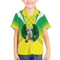 Nigeria Cricket Custom Family Matching Short Sleeve Bodycon Dress and Hawaiian Shirt Najeriya Yellow Greens Eagle - Wonder Print Shop