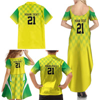 Nigeria Cricket Custom Family Matching Summer Maxi Dress and Hawaiian Shirt Najeriya Yellow Greens Eagle - Wonder Print Shop