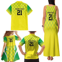 Nigeria Cricket Custom Family Matching Tank Maxi Dress and Hawaiian Shirt Najeriya Yellow Greens Eagle - Wonder Print Shop