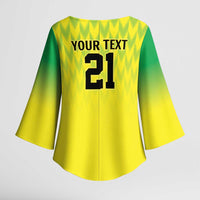 Nigeria Cricket Custom Kimono Sleeve Blouse Najeriya Yellow Greens Eagle - Wonder Print Shop