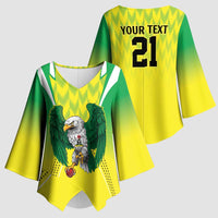 Nigeria Cricket Custom Kimono Sleeve Blouse Najeriya Yellow Greens Eagle - Wonder Print Shop