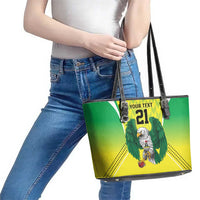Nigeria Cricket Custom Leather Tote Bag Najeriya Yellow Greens Eagle - Wonder Print Shop