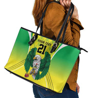 Nigeria Cricket Custom Leather Tote Bag Najeriya Yellow Greens Eagle - Wonder Print Shop