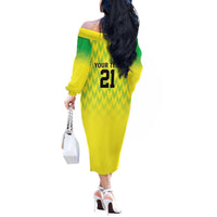 Nigeria Cricket Custom Off The Shoulder Long Sleeve Dress Najeriya Yellow Greens Eagle - Wonder Print Shop