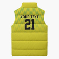 Nigeria Cricket Custom Sleeveless Puffer Jacket Najeriya Yellow Greens Eagle - Wonder Print Shop