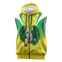 Nigeria Cricket Custom Sleeveless Zip Hoodie Najeriya Yellow Greens Eagle - Wonder Print Shop