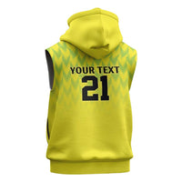 Nigeria Cricket Custom Sleeveless Zip Hoodie Najeriya Yellow Greens Eagle - Wonder Print Shop