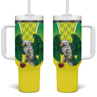 Nigeria Cricket Custom Tumbler With Handle Najeriya Yellow Greens Eagle - Wonder Print Shop
