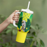 Nigeria Cricket Custom Tumbler With Handle Najeriya Yellow Greens Eagle - Wonder Print Shop