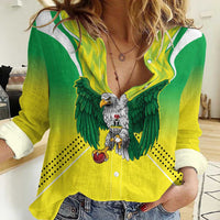 Nigeria Cricket Custom Women Casual Shirt Najeriya Yellow Greens Eagle - Wonder Print Shop