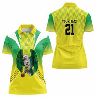 Nigeria Cricket Custom Women Polo Shirt Najeriya Yellow Greens Eagle - Wonder Print Shop