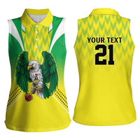 Nigeria Cricket Custom Women Sleeveless Polo Shirt Najeriya Yellow Greens Eagle - Wonder Print Shop