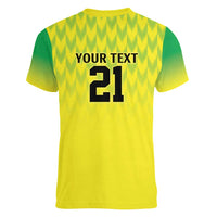 Nigeria Cricket Custom Women V-Neck T-Shirt Najeriya Yellow Greens Eagle - Wonder Print Shop