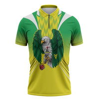 Nigeria Cricket Custom Zipper Polo Shirt Najeriya Yellow Greens Eagle - Wonder Print Shop