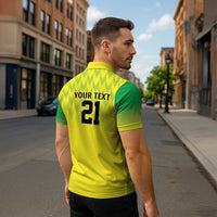 Nigeria Cricket Custom Zipper Polo Shirt Najeriya Yellow Greens Eagle - Wonder Print Shop