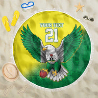 Nigeria Cricket Custom Beach Blanket Najeriya Angry Eagle Flag Motif - Wonder Print Shop