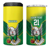 Nigeria Cricket Custom 4 in 1 Can Cooler Tumbler Najeriya Angry Eagle Flag Motif - Wonder Print Shop