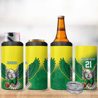 Nigeria Cricket Custom 4 in 1 Can Cooler Tumbler Najeriya Angry Eagle Flag Motif - Wonder Print Shop
