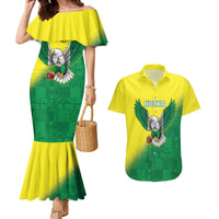 Nigeria Cricket Custom Couples Matching Mermaid Dress and Hawaiian Shirt Najeriya Angry Eagle Flag Motif - Wonder Print Shop