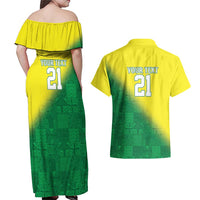 Nigeria Cricket Custom Couples Matching Off Shoulder Maxi Dress and Hawaiian Shirt Najeriya Angry Eagle Flag Motif - Wonder Print Shop