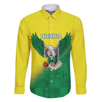 Nigeria Cricket Custom Family Matching Long Sleeve Bodycon Dress and Hawaiian Shirt Najeriya Angry Eagle Flag Motif - Wonder Print Shop