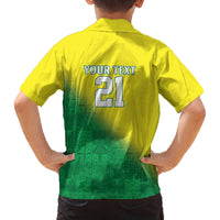 Nigeria Cricket Custom Family Matching Off The Shoulder Long Sleeve Dress and Hawaiian Shirt Najeriya Angry Eagle Flag Motif - Wonder Print Shop