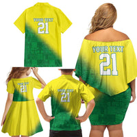 Nigeria Cricket Custom Family Matching Off Shoulder Short Dress and Hawaiian Shirt Najeriya Angry Eagle Flag Motif - Wonder Print Shop