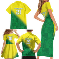 Nigeria Cricket Custom Family Matching Short Sleeve Bodycon Dress and Hawaiian Shirt Najeriya Angry Eagle Flag Motif - Wonder Print Shop