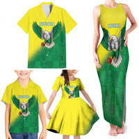Nigeria Cricket Custom Family Matching Tank Maxi Dress and Hawaiian Shirt Najeriya Angry Eagle Flag Motif - Wonder Print Shop