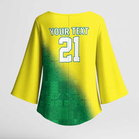 Nigeria Cricket Custom Kimono Sleeve Blouse Najeriya Angry Eagle Flag Motif - Wonder Print Shop