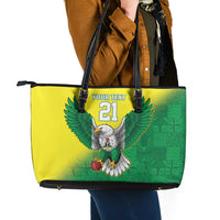 Nigeria Cricket Custom Leather Tote Bag Najeriya Angry Eagle Flag Motif - Wonder Print Shop