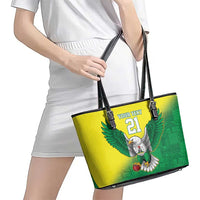Nigeria Cricket Custom Leather Tote Bag Najeriya Angry Eagle Flag Motif - Wonder Print Shop