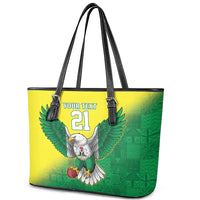 Nigeria Cricket Custom Leather Tote Bag Najeriya Angry Eagle Flag Motif - Wonder Print Shop